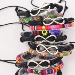27220 ❤️ 1 Dozen Leather Infinity & Macrame Wrap Mix Bracelet Wholesale Lot